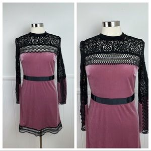 Topshop Blush Pink Black Velvet Dress Size 8
